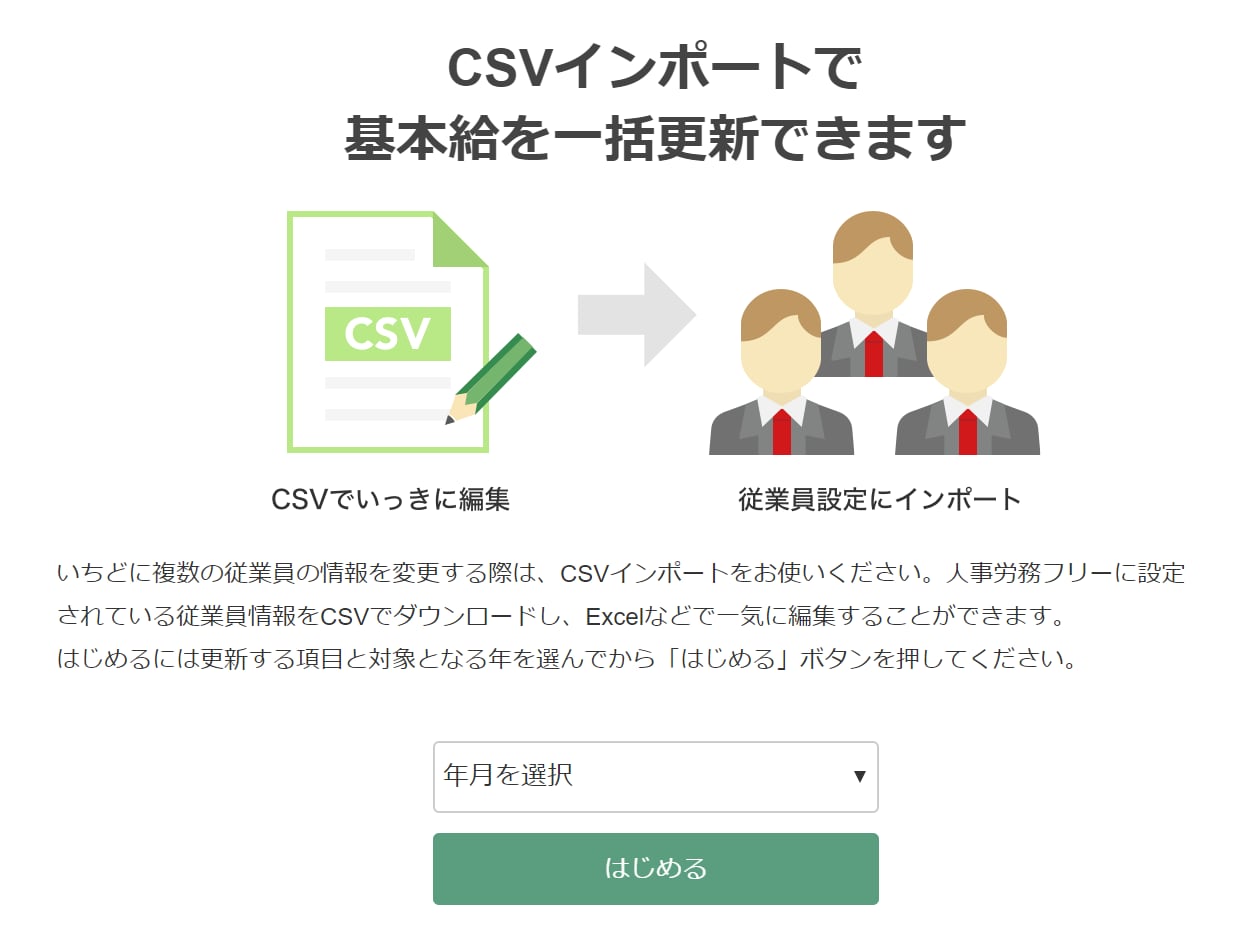 従業員の基本給一括更新イメージ画像