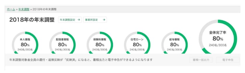 2018年の年末調整画面