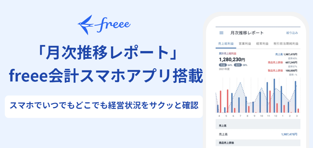 いつでもどこでもスマホで経営状況を確認できる月次推移レポートをリリース
