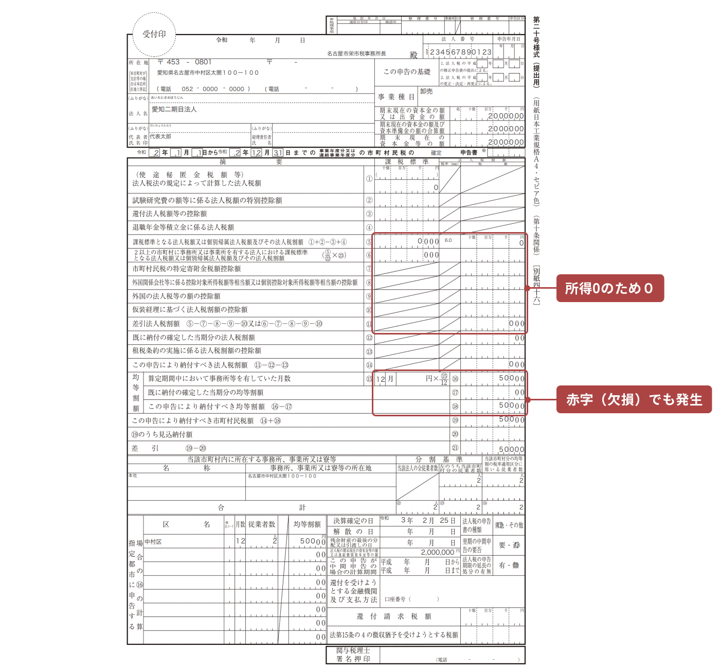 画面イメージ：第二十号様式