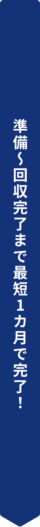 準備～回収完了まで最短1カ月で完了！