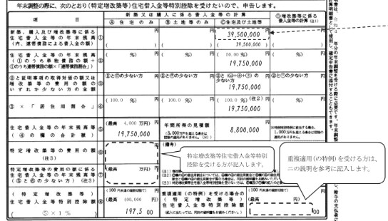 新築又は購入に係る借入金等の計算