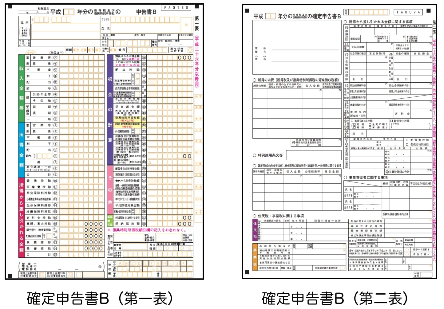 確定申告書B