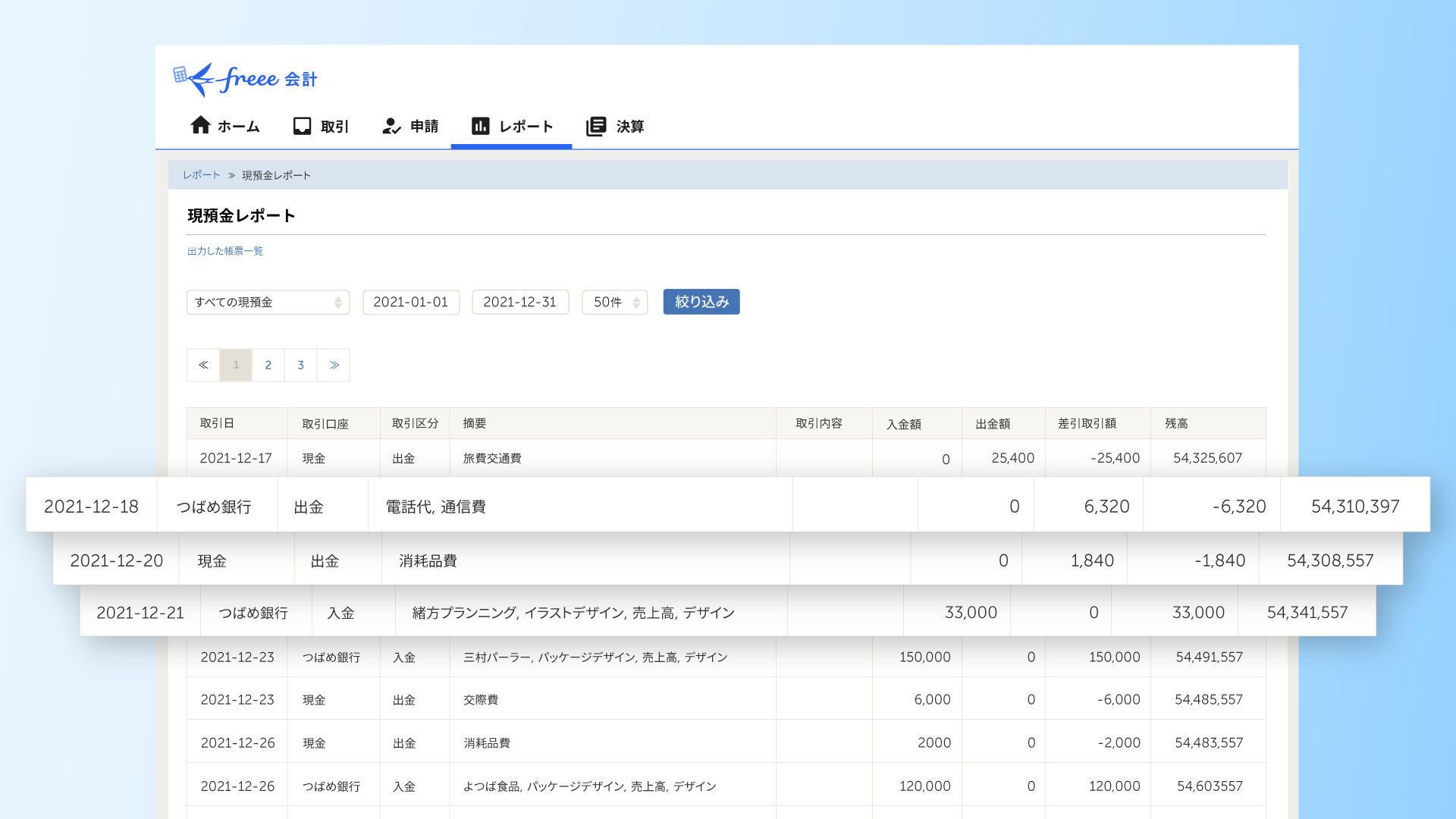 freee会計 明細取得機能