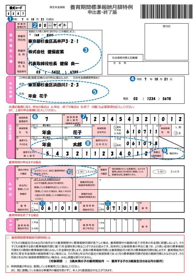 申出書の記入方法