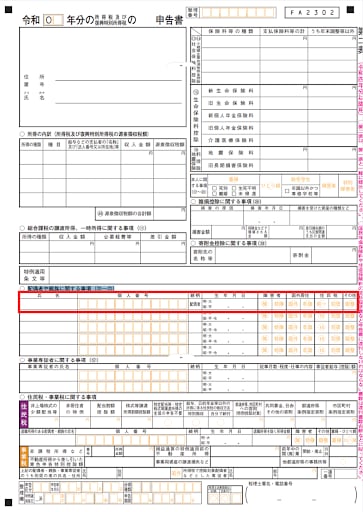 配偶者や親族に関する記載箇所