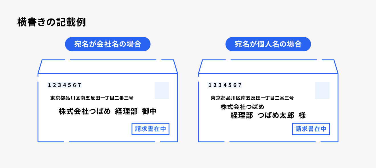 請求書の封筒が横の場合の書き方