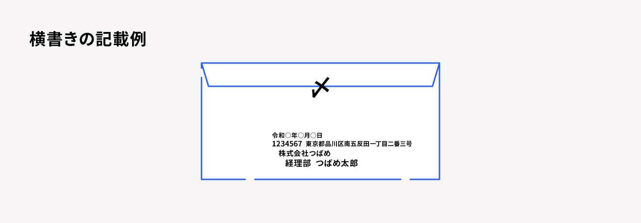 請求書を入れる封筒の裏の記載例（横向き）