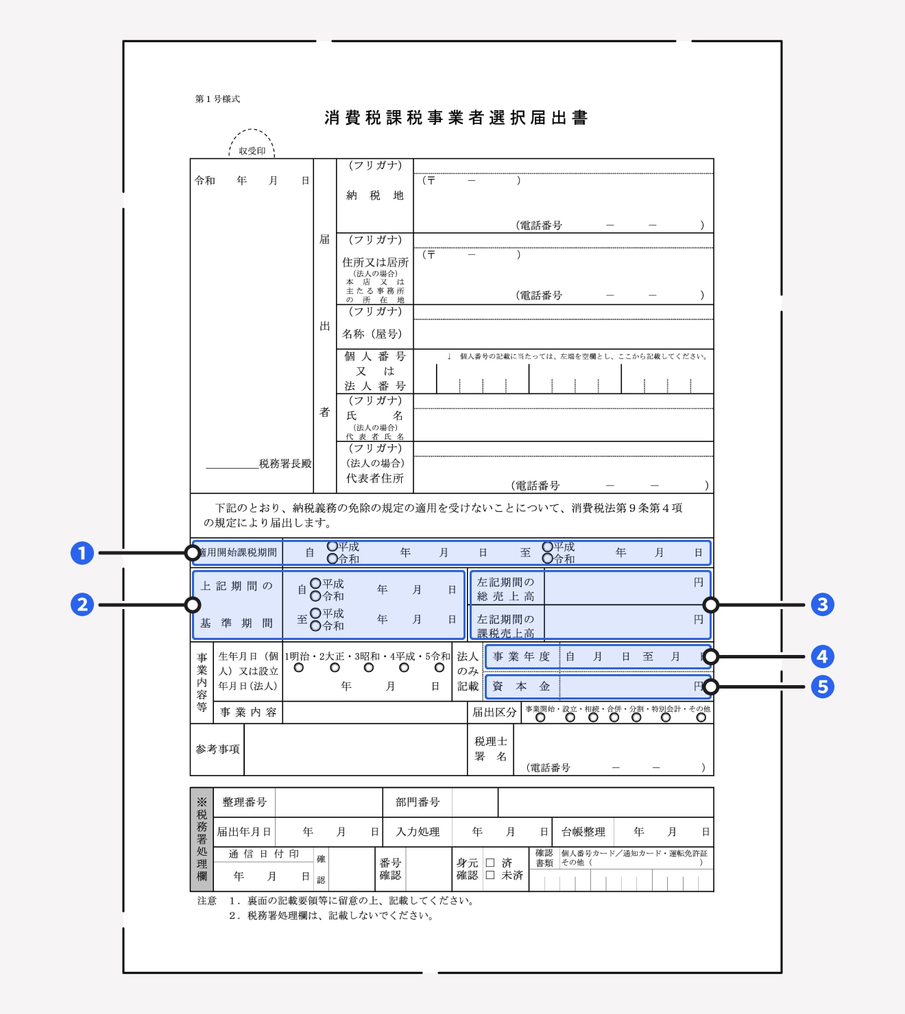 消費税課税事業者選択届出書