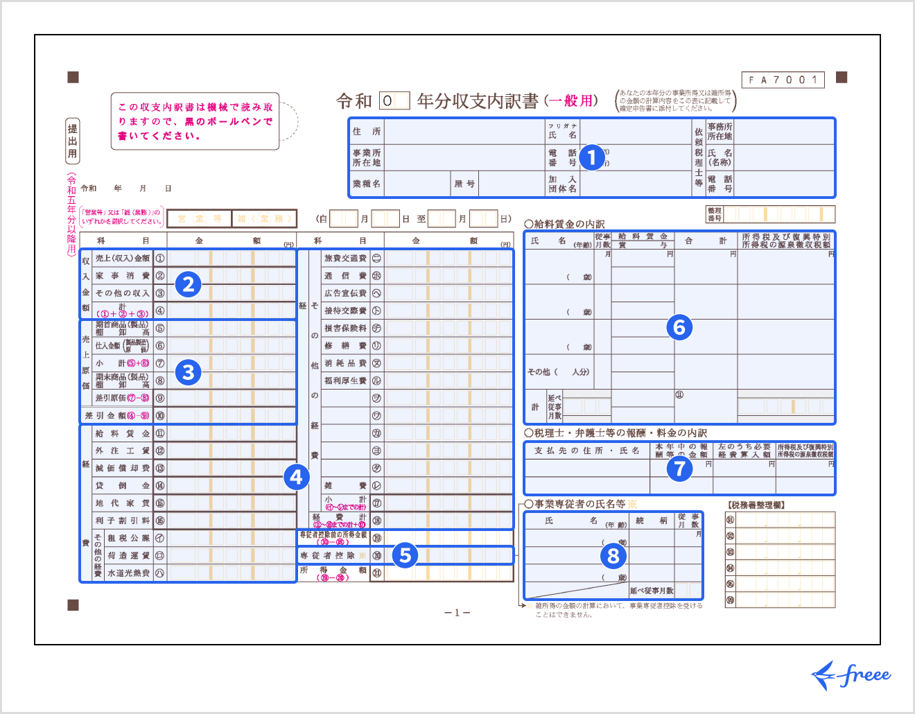 収支内訳書（一般用）の書き方