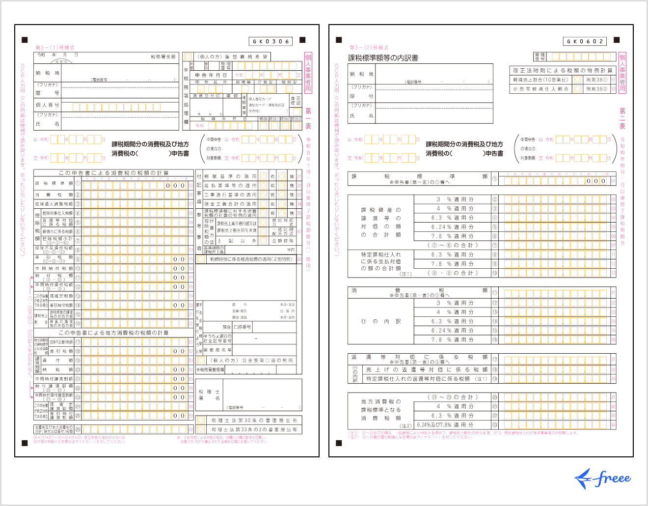個人事業者用消費税及び地方消費税の申告書