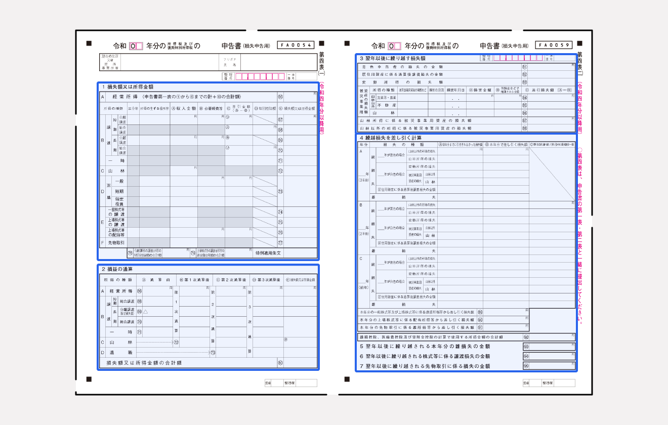 確定申告書 第四表