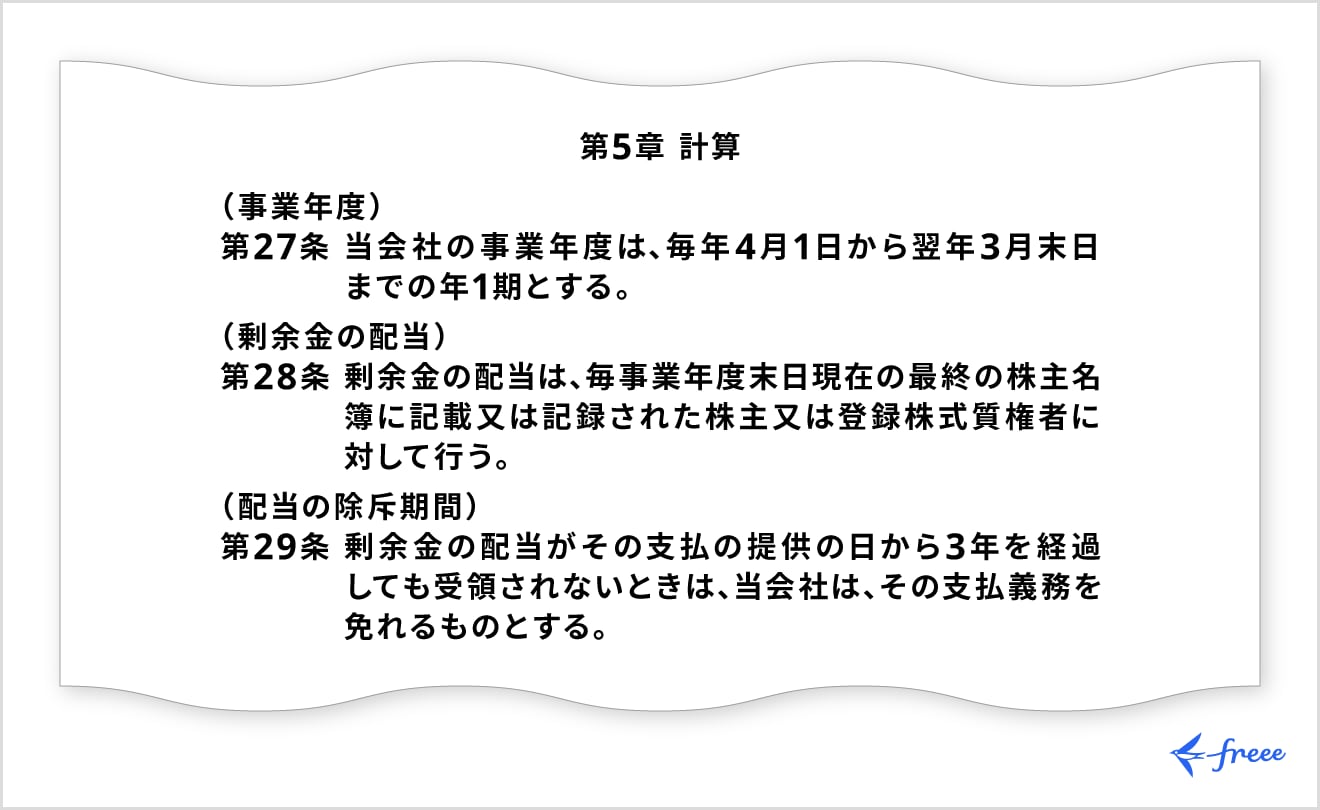 定款：計算