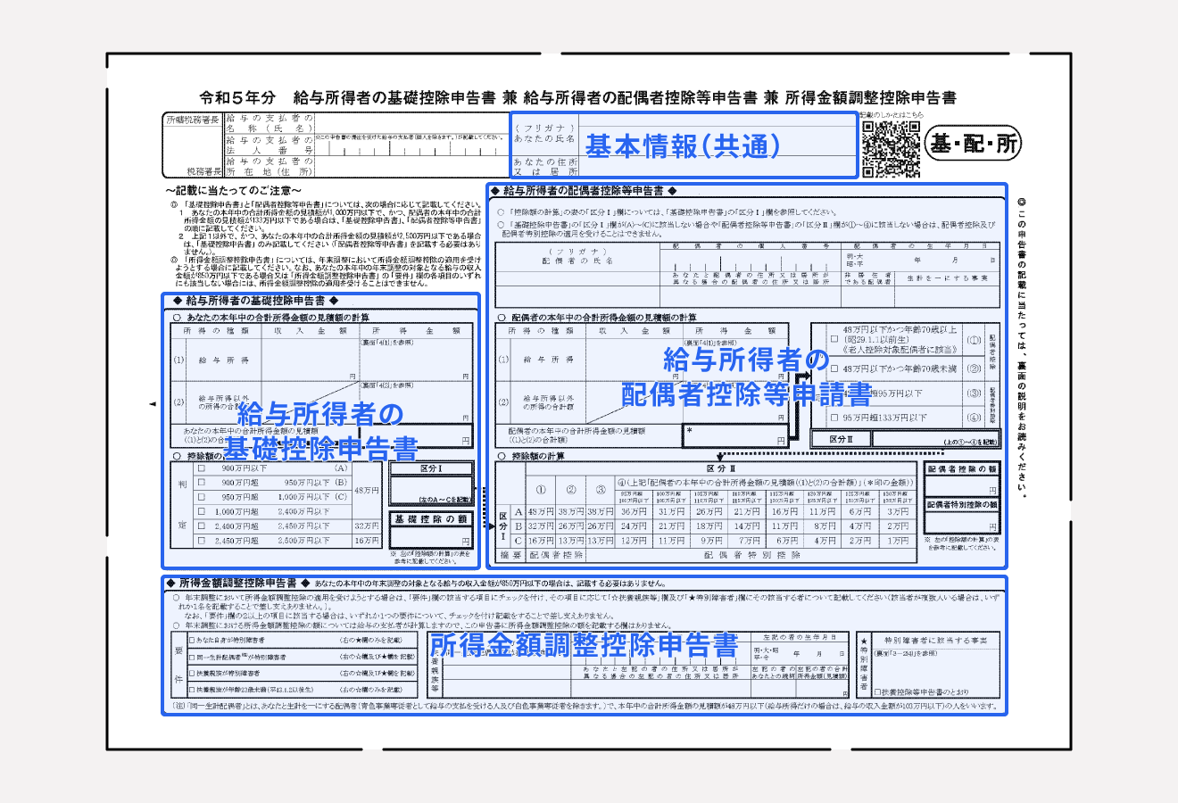 給与所得者の基礎控除申告書の書き方