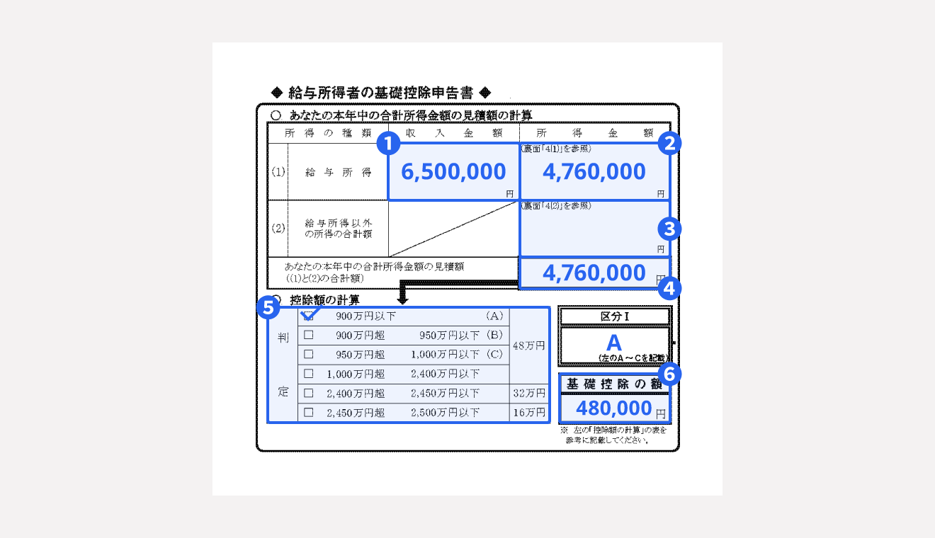 給与所得者の基礎控除申告書