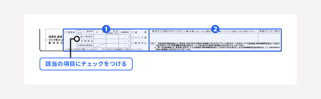 障害者、寡婦、ひとり親又は勤労学生