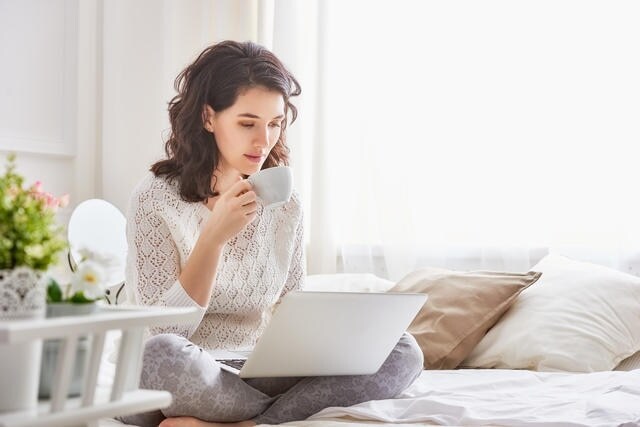 woman working on a laptop