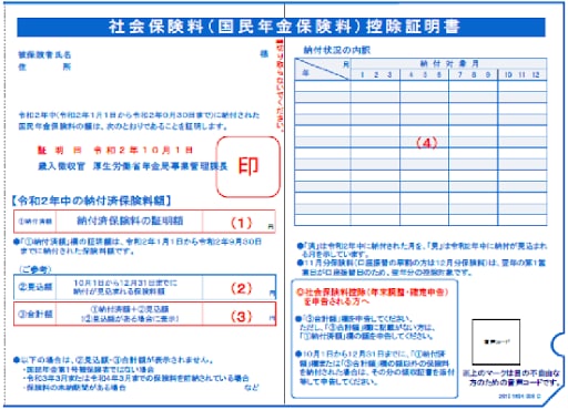 社会保険料控除証明書