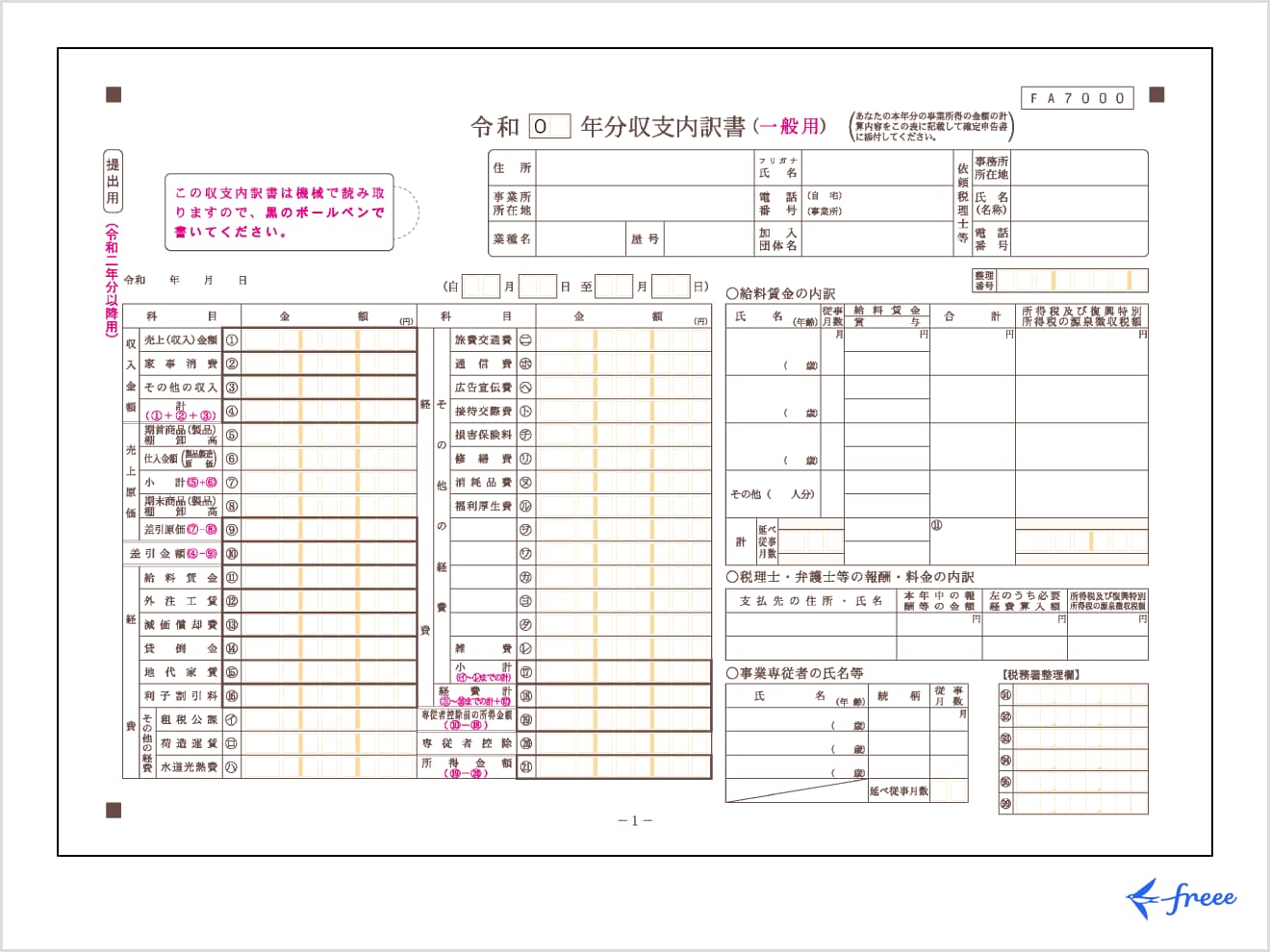 令和◯年度分 収支内訳書
