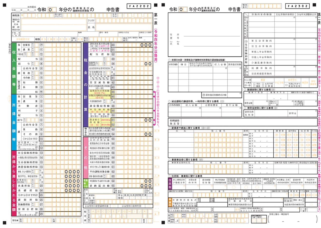 確定申告書