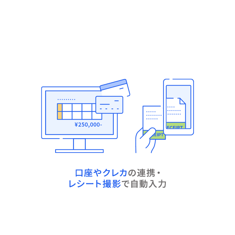 口座やクレカの連携・レシート撮影で自動入力