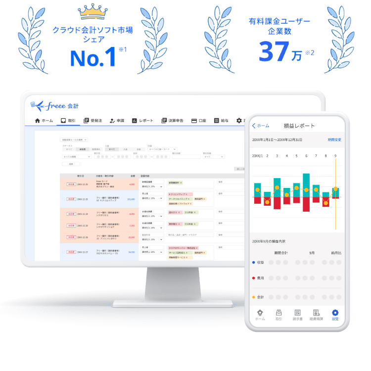 クラウド会計ソフト市場シェアNo.1※1 有料課金ユーザー企業数37万※2