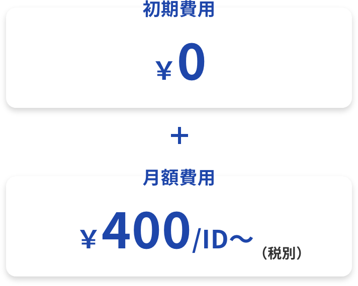 初期費用￥0+月額費用￥400/ID〜（税別）