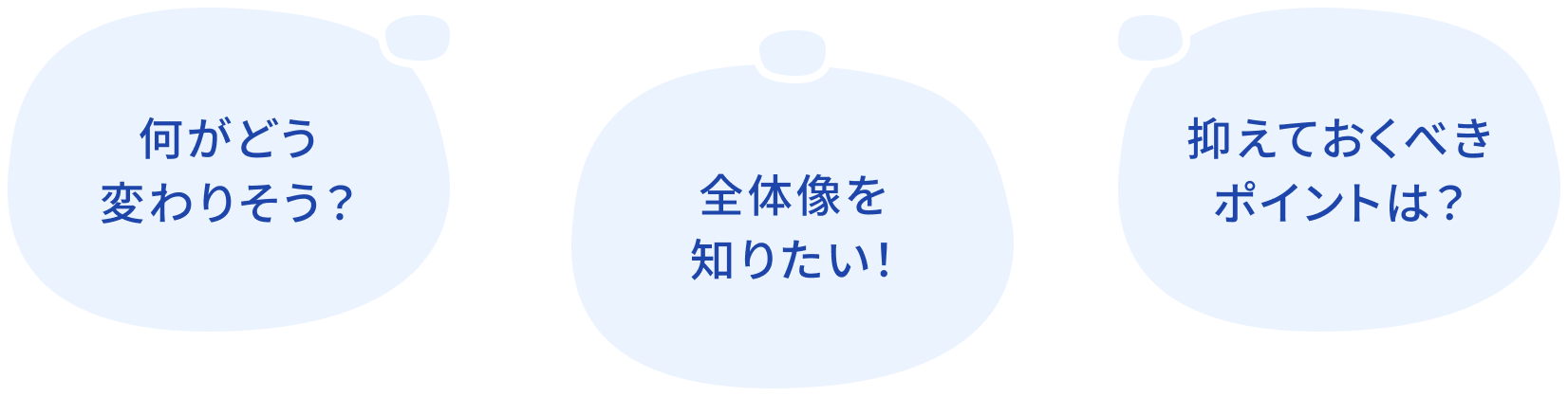 何がどう変わりそう？ 全体像を知りたい！ 抑えておくべきポイントは？