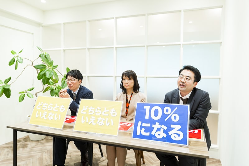 どちらともいえない、どちらともいえない、10%になる