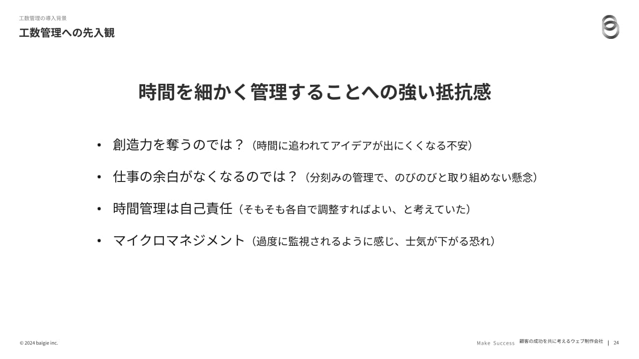 時間を細かく管理することへの強い抵抗感