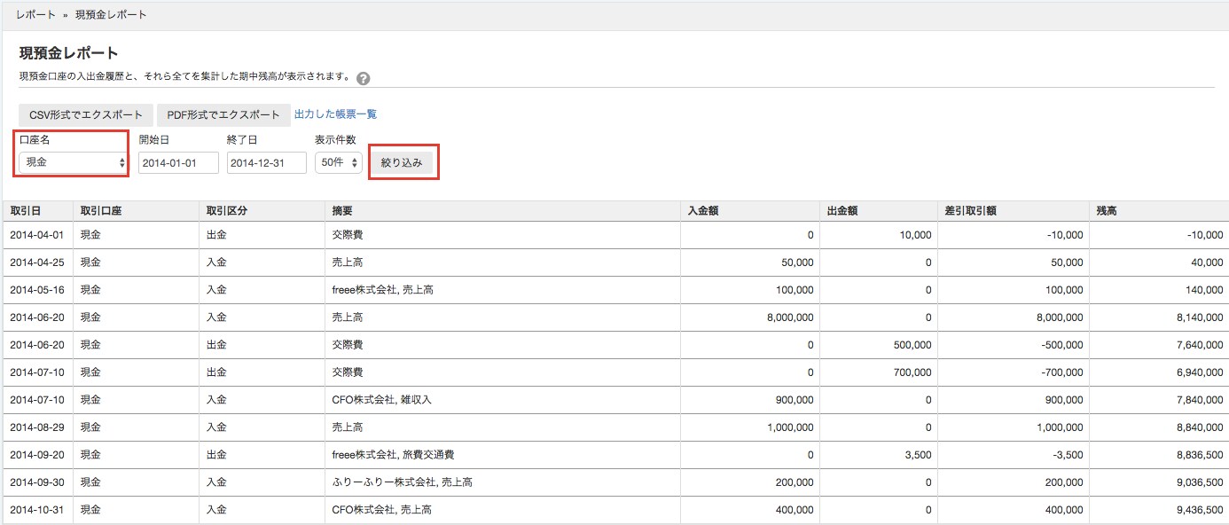 現預金レポート