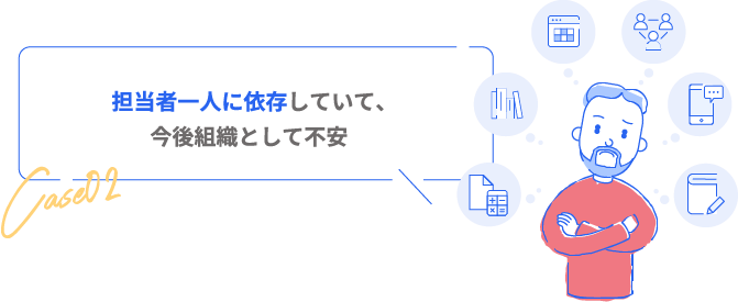 担当者一人に依存していて、今後組織として不安