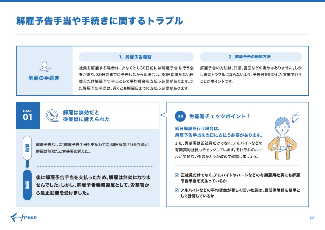 解雇予告手当や手続きに関するトラブル